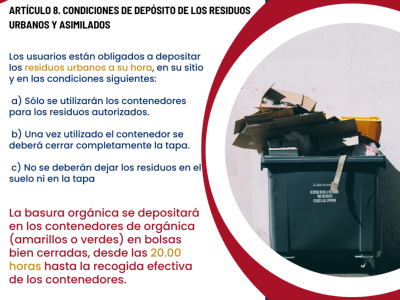 Artículo 8. Condiciones de depósito de los residuos urbanos y asimilados 1